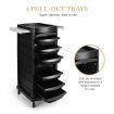Salon Storage Trolley Tool Cart Hairdressing Furniture Rolling on Wheels 7 Tiers 6 Trays