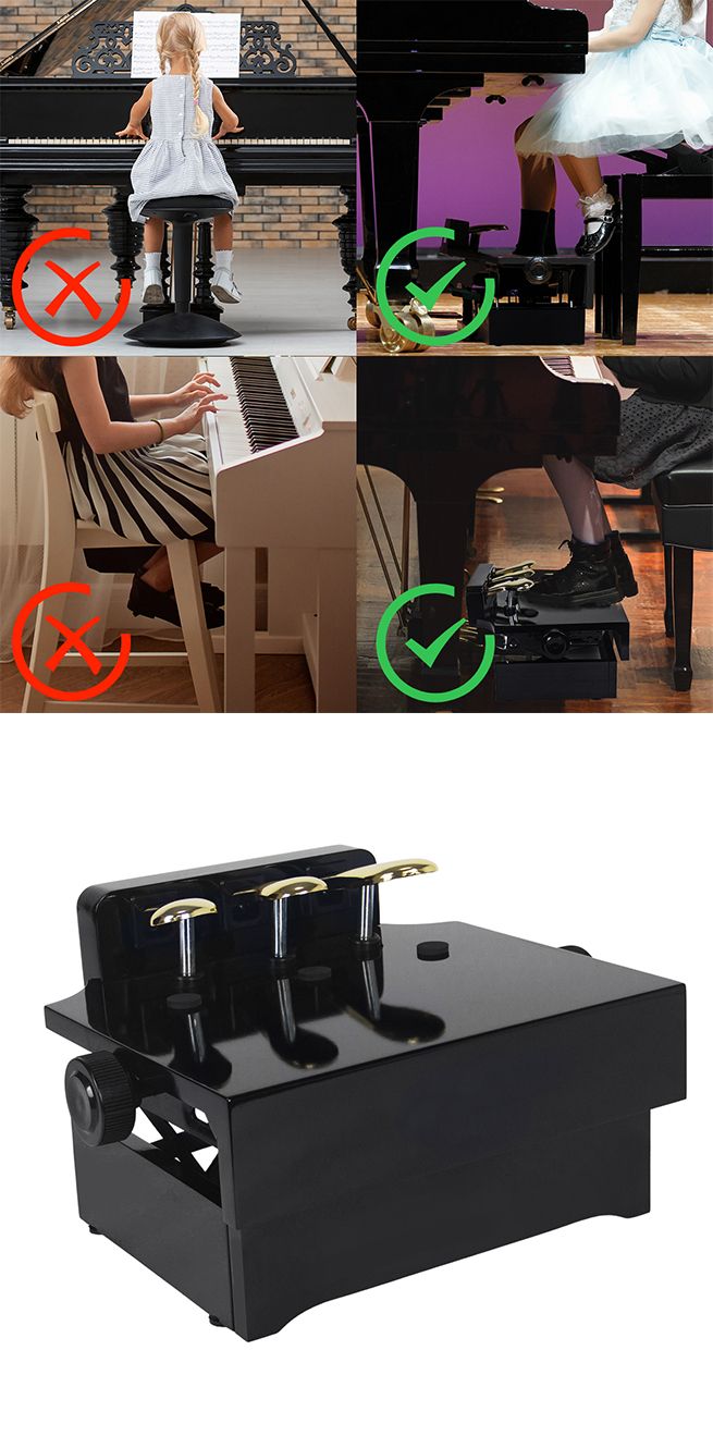 Piano Pedal Extender Bench Footstool Platform for Kids with 3 Pedals