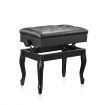 Melodic Piano Stool Adjustable Wood Chair Keyboard Bench with Storage Bent Leg Black