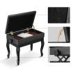 Melodic Piano Stool Adjustable Wood Chair Keyboard Bench with Storage Bent Leg Black