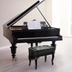 Melodic Piano Stool Adjustable Wood Chair Keyboard Bench with Storage Bent Leg Black