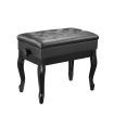 Melodic Piano Stool Adjustable Wood Chair Keyboard Bench with Storage Bent Leg Black
