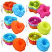 24 Pieces Silicone Donut Cups Non-Stick Muffin Pans Reusable Baking Cups Easy Clean Baking Pans for Oven
