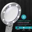 Magnifying Glass with 8 LED Lights, Hands Free Magnifying Glass, Double Magnification Lens, Bright and Soft Light Settings, Ideal for Reading Books, Jewelry, Coins, Crafts and Hobbies