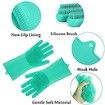 Pet Grooming Silicone Gloves for Cat Dog Bathing Brush with Long Bristles, Heat Resistant Silicone Pet Hair Removal Gloves Green