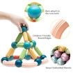 64Pcs Magnetic Balls and Rods Building Sticks Blocks Set Vibrant Colors Different Sizes Curved Shapes Children Educational Stacking STEM Magnet Toys
