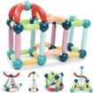 64Pcs Magnetic Balls and Rods Building Sticks Blocks Set Vibrant Colors Different Sizes Curved Shapes Children Educational Stacking STEM Magnet Toys