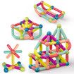 64Pcs Magnetic Balls and Rods Building Sticks Blocks Set Vibrant Colors Different Sizes Curved Shapes Children Educational Stacking STEM Magnet Toys