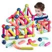 64Pcs Magnetic Balls and Rods Building Sticks Blocks Set Vibrant Colors Different Sizes Curved Shapes Children Educational Stacking STEM Magnet Toys