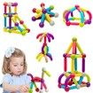 64Pcs Magnetic Balls and Rods Building Sticks Blocks Set Vibrant Colors Different Sizes Curved Shapes Children Educational Stacking STEM Magnet Toys