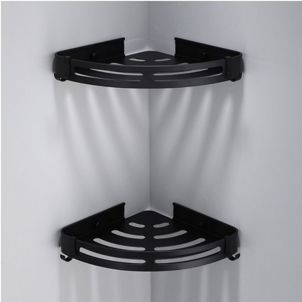 Black Corner Bathroom Shelf Organizer for Shower Storage Rack Aluminum Wall Shampoo Holder for Bathroom