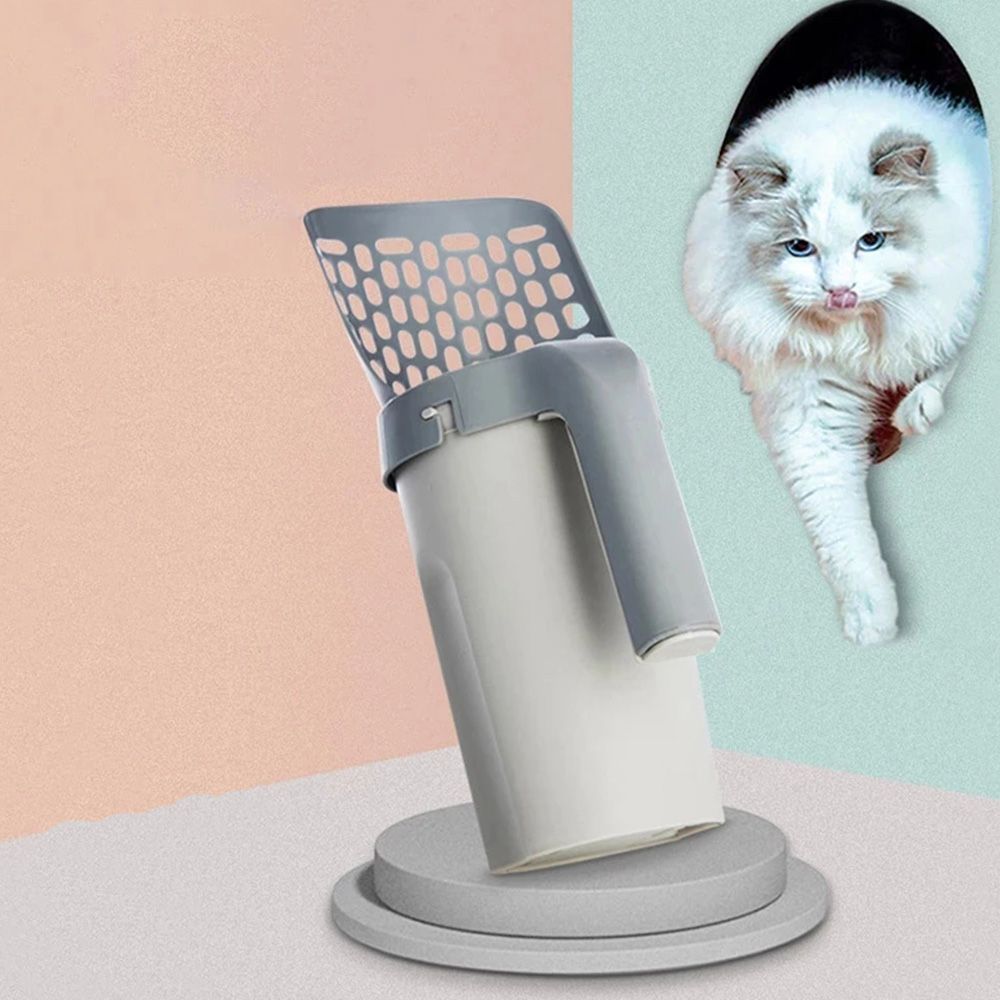 Cat Litter Spoon Cat Litter One Piece Shovel Portable Kitten Litters Scooper with Garbage Bag High Capacity Cats Cleaning Supplies