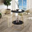 Round Sofa Side Table Black Marble Nightstand Plant Stand for Coffee Bedside Couch Sofa End