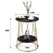 Round Sofa Side Table Black Marble Nightstand Plant Stand for Coffee Bedside Couch Sofa End