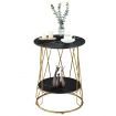 Round Sofa Side Table Black Marble Nightstand Plant Stand for Coffee Bedside Couch Sofa End