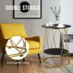 Round Sofa Side Table Black Marble Nightstand Plant Stand for Coffee Bedside Couch Sofa End