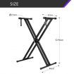 Melodic X Style Keyboard Stand Double Braced Music Piano Holder Folding Adjustable Height
