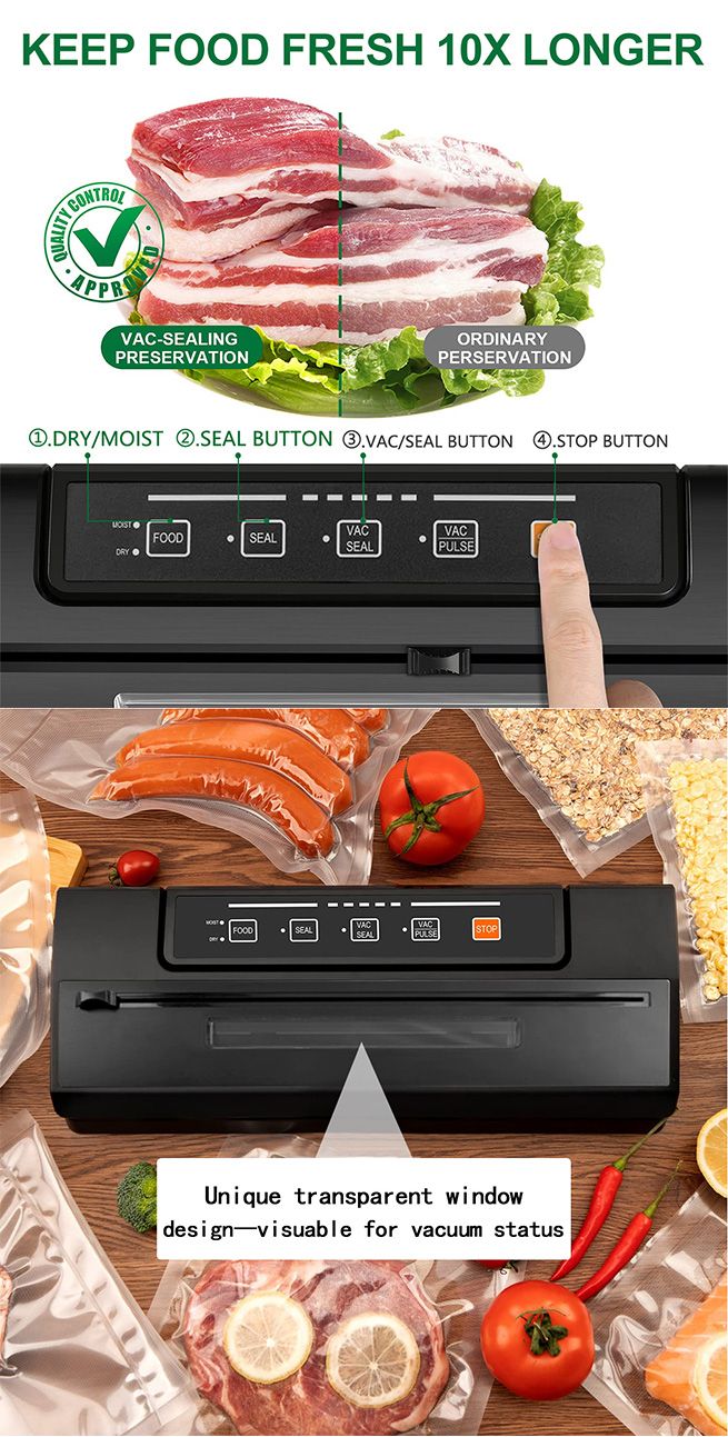 Maxkon 80Kpa Vaccum Sealer Machine Food Packing Air Tight Packer Dry