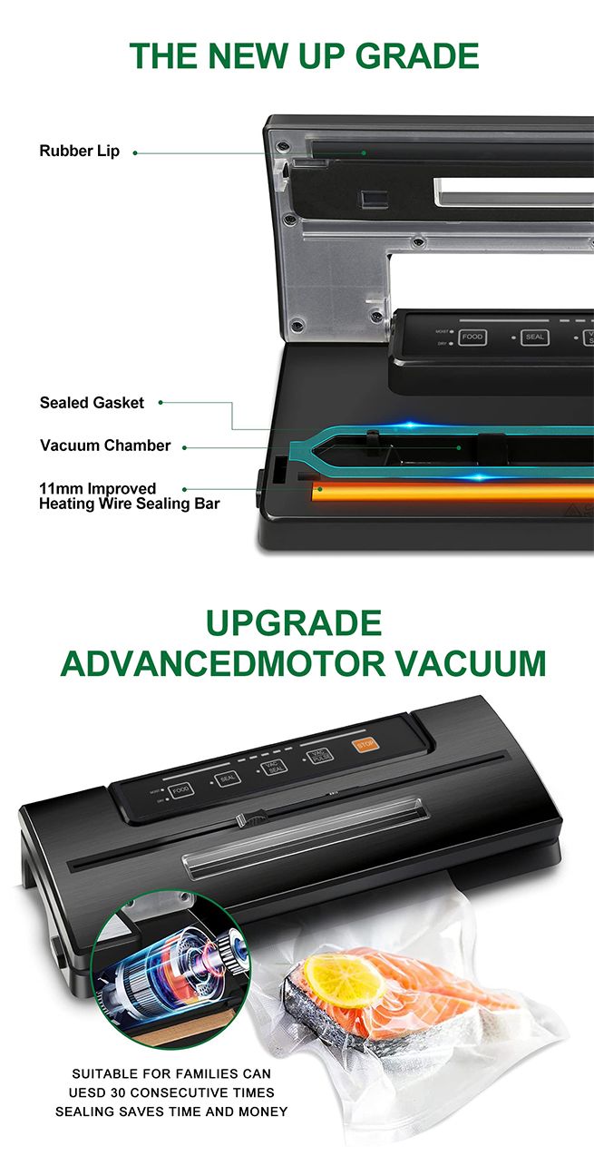 Maxkon 80Kpa Vaccum Sealer Machine Food Packing Air Tight Packer Dry