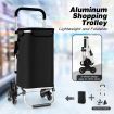 Multi Terrain Shopping Cart Foldable Trolley Grocery Bag Waterproof Aluminium Tri-Wheel Black