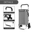 Multi Terrain Shopping Cart Trolley Foldable Waterproof Grocery Bag Aluminium Tri-Wheel Grey