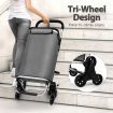Multi Terrain Shopping Cart Trolley Foldable Waterproof Grocery Bag Aluminium Tri-Wheel Grey