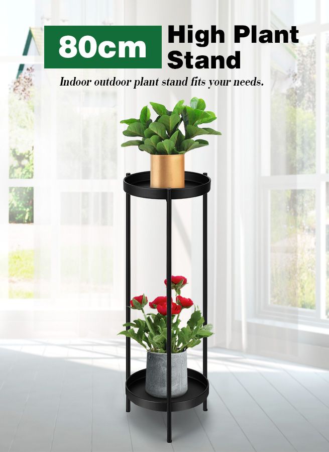 H.W.F PLANTER STAND”HIGH“ 80CM High Plant Stand Metal Flower Pots Shelf Indoor Outdoor