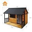 Petscene XXL Wooden Dog Kennel Raised Timer Pet House Outdoor with Porch Asphalt Roof Door Window Curtain