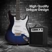 Melodic 39 Inch Electric Guitar with Bonus Amplifier Full Size Rock Blue and White