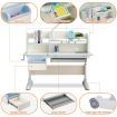 Blue Ergonomic Children Kids Study Desk and Chair Set Height Adjustable Storage Shelf Drawer