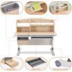 Ergonomic Children Kids Study Desk and Chair Set Grey Height Adjustable Storage Shelf Drawer