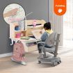 Ergonomic Children Kids Study Desk and Chair Set Grey Height Adjustable Storage Shelf Drawer