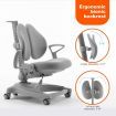 Ergonomic Children Kids Study Desk and Chair Set Grey Height Adjustable Storage Shelf Drawer