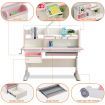 Kids Study Desk and Chair Set Pink Ergonomic Children Height Adjustable Storage Shelf Drawer