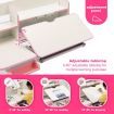 Kids Study Desk and Chair Set Pink Ergonomic Children Height Adjustable Storage Shelf Drawer