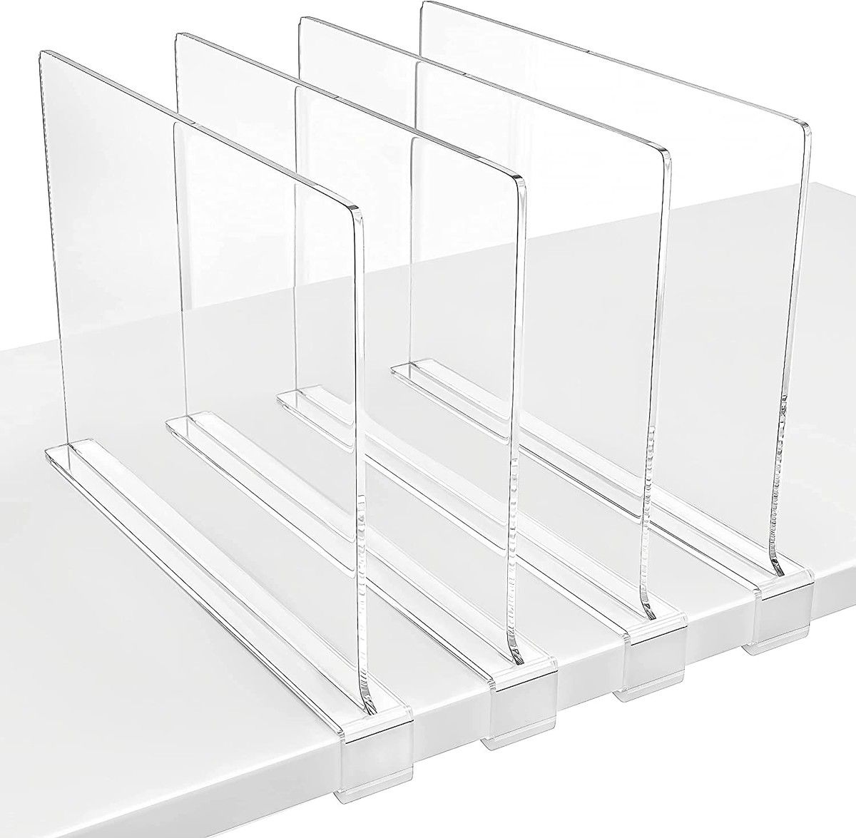 4 Pack Shelf Dividers Closet Shelves for Wood Shelves Cabinets Bedroom Organization and Storage, Clear Acrylic