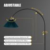 Black LED Floor Lamp Arc Corner Standing Reading Light Height Adjustable Storage Shelves Drawer