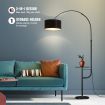 Modern Black LED Floor Lamp Arc Standing Corner Reading Light Adjustable Storage Living Room