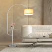 Adjustable LED Floor Lamp Arc Standing Reading Light Storage Shelf Living Room Bedroom White