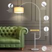 Adjustable LED Floor Lamp Arc Standing Reading Light Storage Shelf Living Room Bedroom White