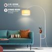 Adjustable LED Floor Lamp Arc Standing Reading Light Storage Shelf Living Room Bedroom White
