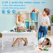 Kids Lego Activity Table Chair Set with Board Storage Building Block Toy Play Study Desk