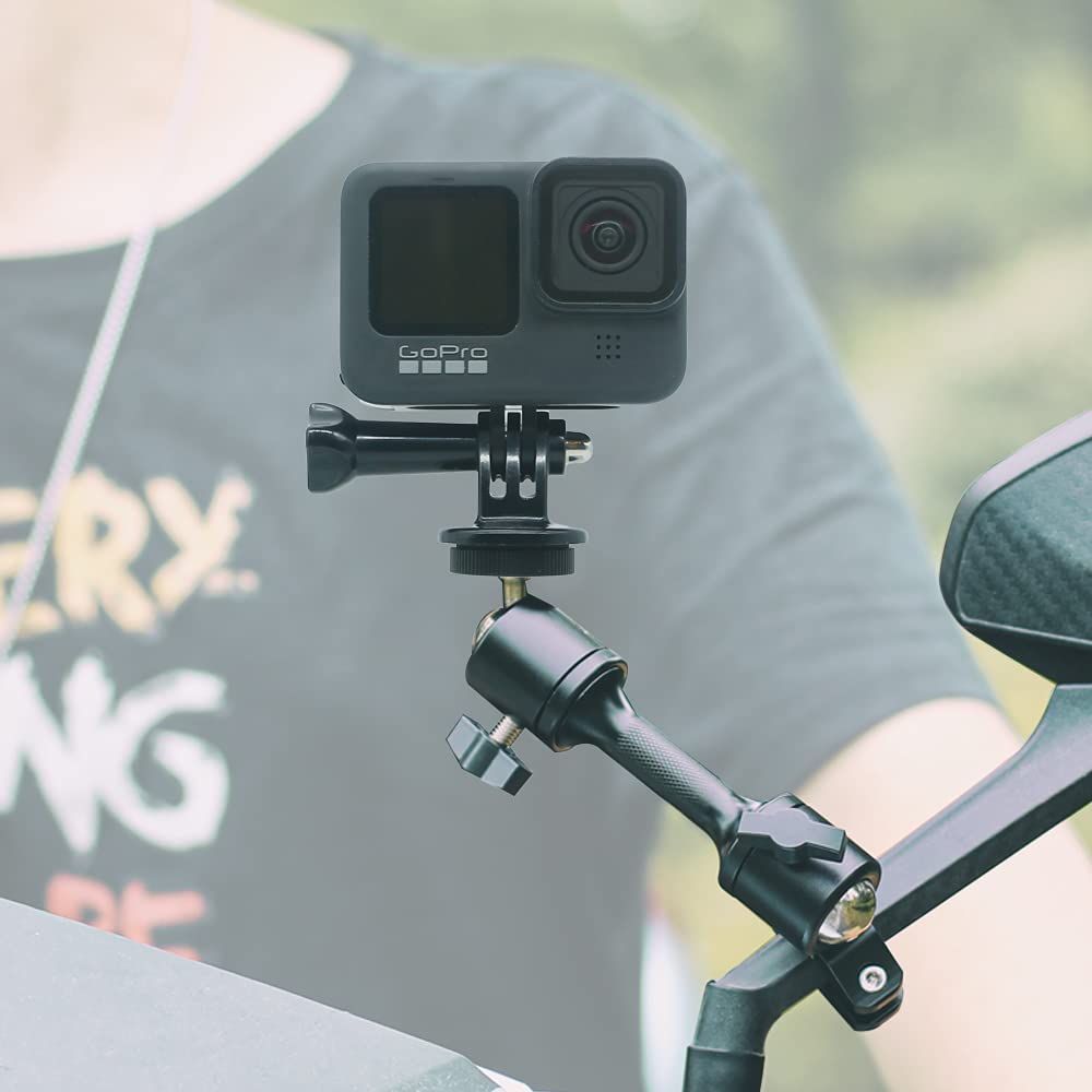 Aluminum Motorcycle Sports Camera Bracket,360Degree Motorcycle Bike Camera Holder Handlebar Mount Bracket Compatible with GoPro Hero 10 Black,Hero 9or8or7or6or5 and Other Action Cameras