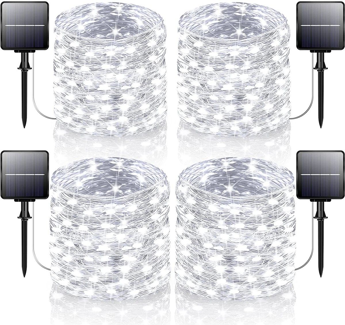 4-Pack 160FT 400 LED Solar String Lights Outdoor, Waterproof Solar Fairy Lights with 8 Lighting Modes, Solar Outdoor Lights for Tree Christmas Wedding Party Decorations Garden Patio (Daylight White)