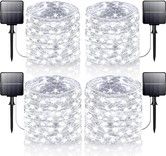 4-Pack 160FT 400 LED Solar String Lights Outdoor, Waterproof Solar Fairy Lights with 8 Lighting Modes, Solar Outdoor Lights for Tree Christmas Wedding Party Decorations Garden Patio (Daylight White)