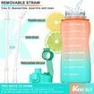 2L Motivational Water Bottle Leak proof BPA Free for Fitness,Gym and Outdoor Sports(Orange+Green)