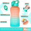 2L Motivational Water Bottle Leak proof BPA Free for Fitness,Gym and Outdoor Sports(Orange+Green)
