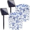 2-Pack 80FT 200 LED Solar String Lights Outdoor, Waterproof Solar Fairy Lights with 8 Lighting Modes, Solar Outdoor Lights for Tree Christmas Wedding Party Decorations Garden Patio (Daylight White)