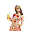 8 Pieces Hawaiian Grass Hula Skirt Set, Necklace Bracelets Bikini Top - Mixed Color Skirt