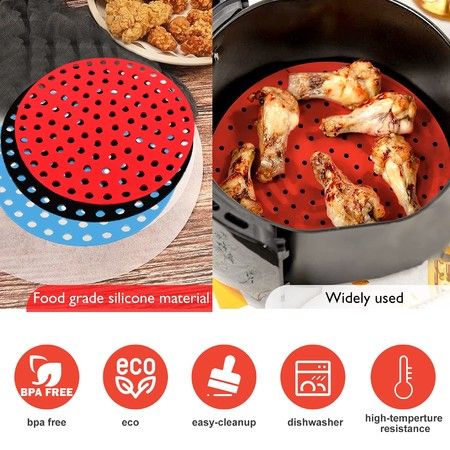 FGSAEOR Air Fryer Reusable Liner (8-inch), Oven Insert Silicone Bowl, Replacement of Parchment Paper Liners, Non Stick Basket for Baki